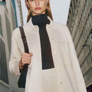 COS Cream Silk Cotton Yak Blend Blazer